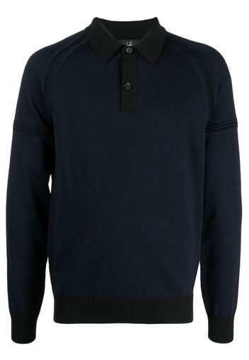 Dunhill long raglan-sleeve wool polo shirt - Blau