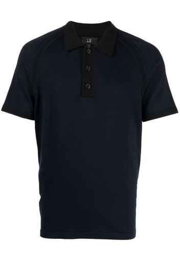 Dunhill short raglan-sleeve wool polo shirt - Blau