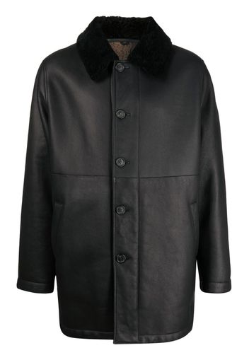 Dunhill single-breasted leather coat - Schwarz