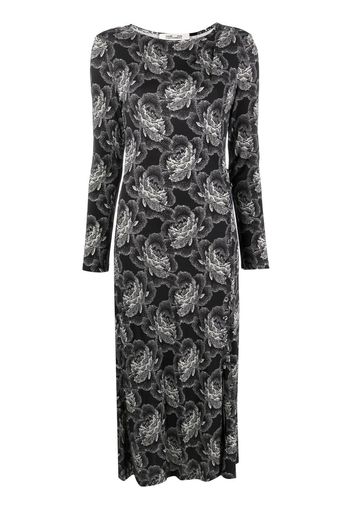 DVF Diane von Furstenberg Lugosi Midikleid mit Rosen-Print - Schwarz