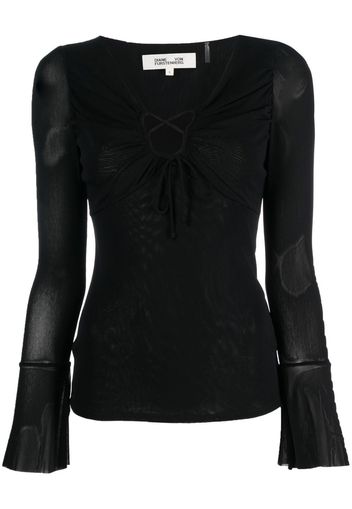 DVF Diane von Furstenberg lace-detail long-sleeve blouse - Schwarz