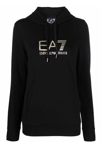 Ea7 Emporio Armani logo-print hoodie - Schwarz