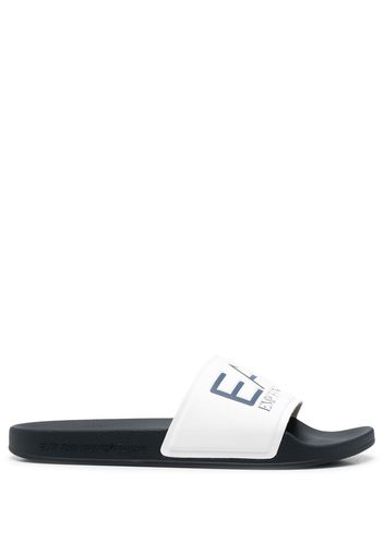 Ea7 Emporio Armani logo-print pool slides - Weiß