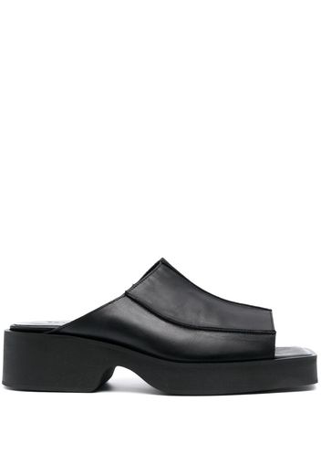 Eckhaus Latta block heel leather sandals - Schwarz