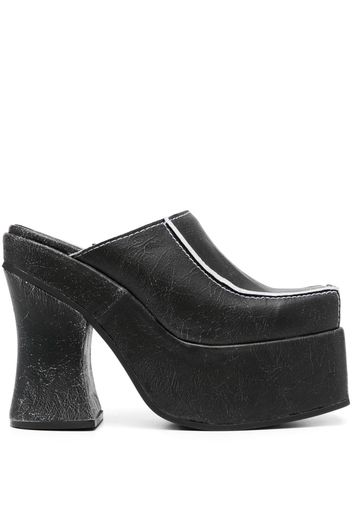 Eckhaus Latta 140mm cracked-leather platform mules - Schwarz