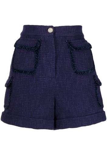 Edward Achour Paris tweed pocketed shorts - Blau