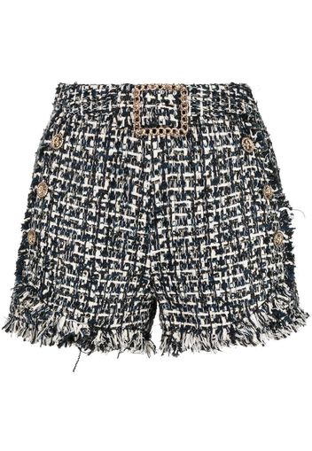 Edward Achour Paris rough-cut tweed shorts - Schwarz