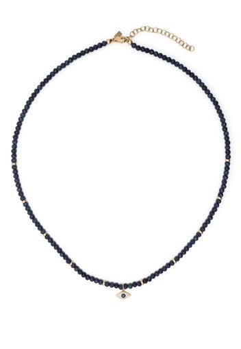 Ef Collection 14kt yellow gold Evil Eye sapphire beaded necklace