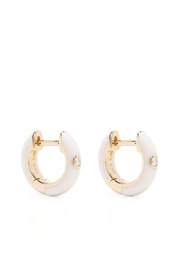 Ef Collection 14kt yellow gold enamel diamond huggie hoop earring