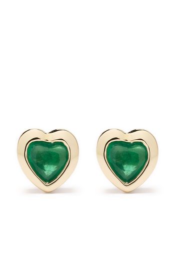 Ef Collection 14kt yellow gold Heart emerald stud earrings