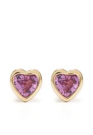 Ef Collection 14kt yellow gold Heart sapphire stud earrings