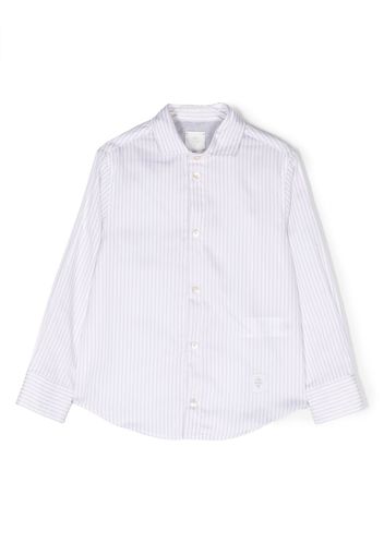 Eleventy Kids long-sleeve striped cotton shirt - Weiß
