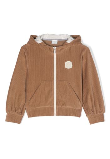 Eleventy Kids logo-patch corduroy jacket - Braun