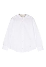 Eleventy Kids collarless long-sleeve linen shirt - Weiß