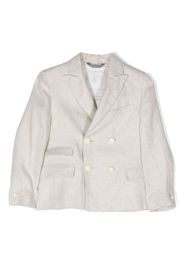 Eleventy Kids double-breasted linen blazer - Nude