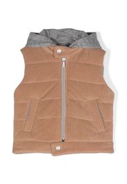 Eleventy Kids hooded corduroy gilet - Nude