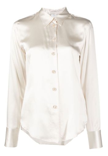 Eleventy silk long-sleeved shirt Hoodie - Nude