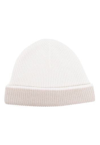 Eleventy Gerippte Beanie - Weiß