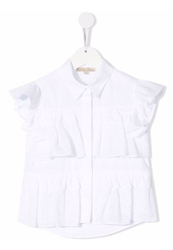 ELIE SAAB JUNIOR ruffled-trim sleeveless shirt - Weiß