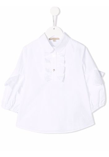 ELIE SAAB JUNIOR ruffle-bib cotton shirt - Weiß