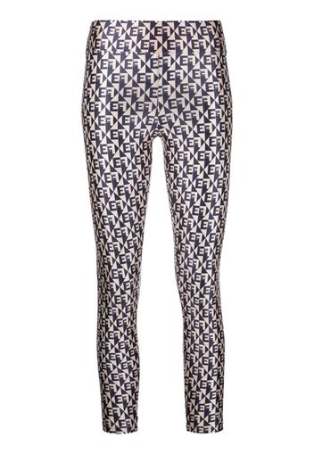 Elisabetta Franchi monogram-print metallic leggings - Blau