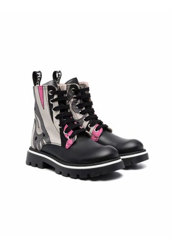 Emilio Pucci Junior Stiefel mit abstraktem Print - Schwarz