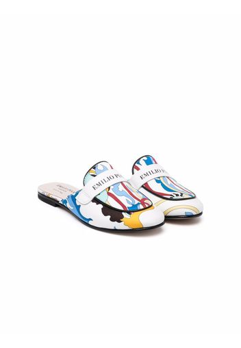 Emilio Pucci Junior logo-print slip-on sandals - Weiß