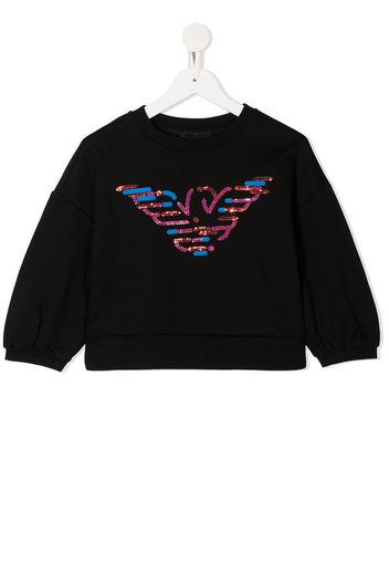 Emporio Armani Kids Sweatshirt mit Pailletten-Logo - Schwarz