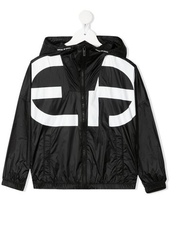 Emporio Armani Kids Kapuzenjacke mit Logo-Print - Schwarz