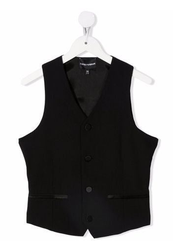 Emporio Armani Kids Einreihige Weste mit Satinbesatz - NERO