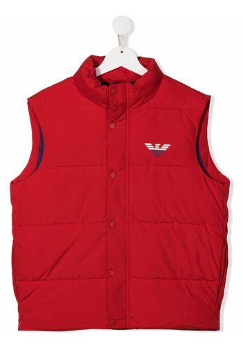 Emporio Armani Kids logo-print padded gilet - Rot