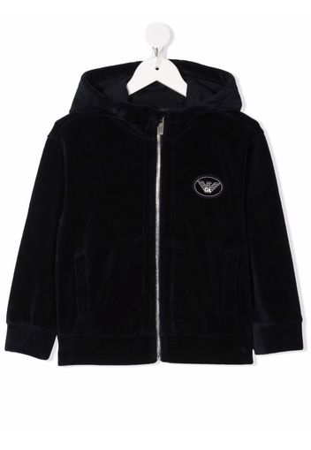 Emporio Armani Kids velour hooded jacket - Blau