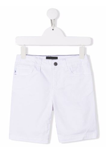 Emporio Armani Kids logo-plaque denim shorts - Weiß