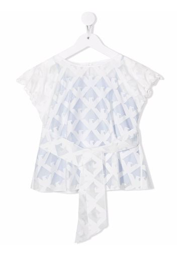 Emporio Armani Kids logo-print sheer blouse - Weiß