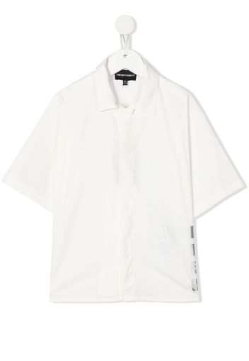 Emporio Armani Kids Kurzärmeliges Hemd mit Logo-Print - Weiß