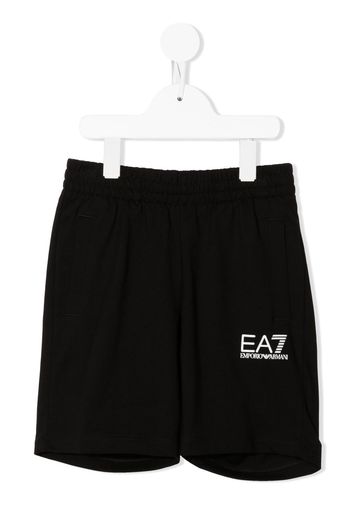 Emporio Armani Kids logo-print detail shorts - Schwarz