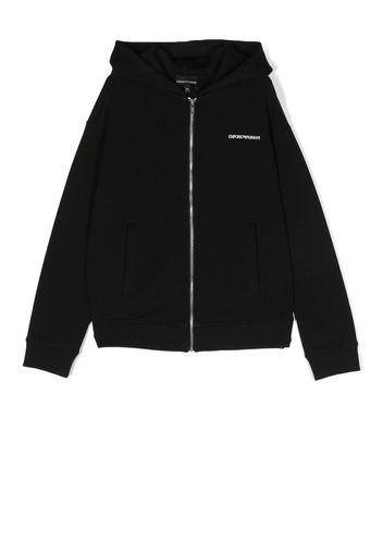 Emporio Armani Kids Kapuzenjacke mit Logo-Print - Schwarz