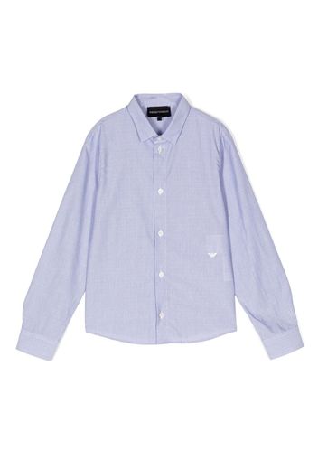 Emporio Armani Kids embroidered-logo polka-dot shirt - Blau