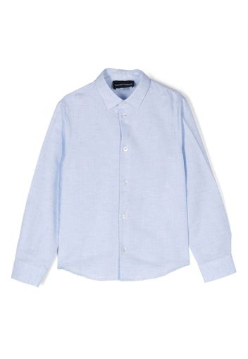 Emporio Armani Kids long-sleeve linen shirt - Blau