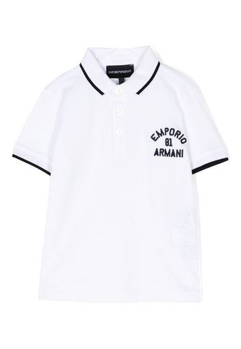 Emporio Armani Kids embroidered-logo polo shirt - Weiß