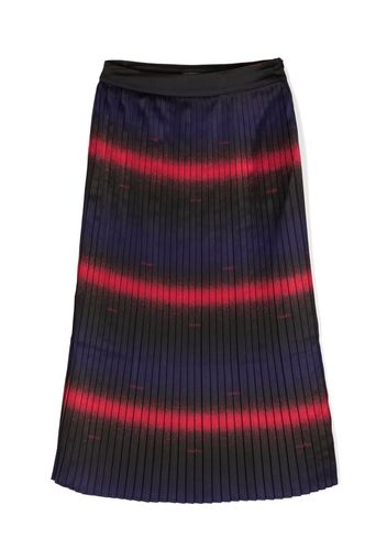 Emporio Armani Kids stripe-print pleated skirt - Schwarz