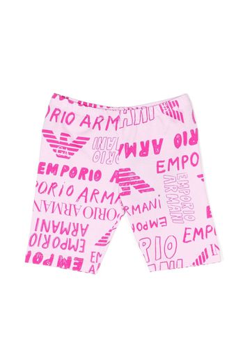 Emporio Armani Kids all-over logo print shorts - Rosa