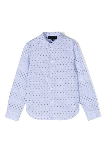 Emporio Armani Kids long-sleeve polka-dot shirt - Blau