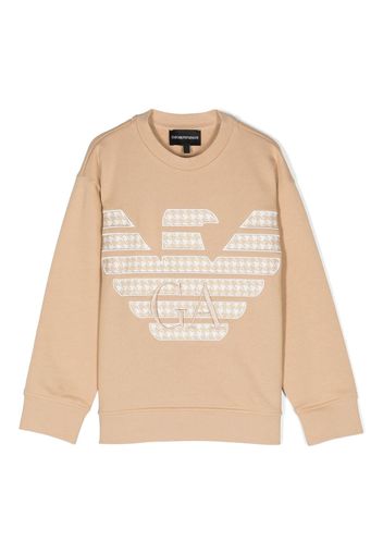 Emporio Armani Kids embroidered-logo cotton sweatshirt - Nude