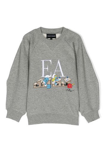 Emporio Armani Kids embroidered-logo cotton sweatshirt - Grau