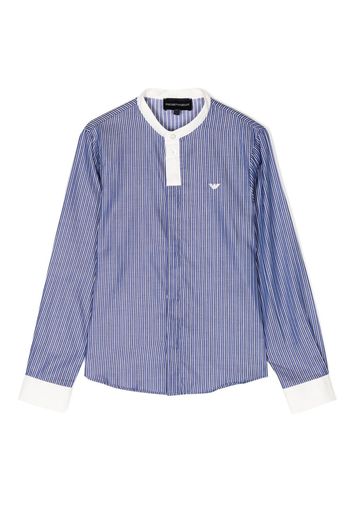 Emporio Armani Kids logo-embroidered striped cotton top - Blau