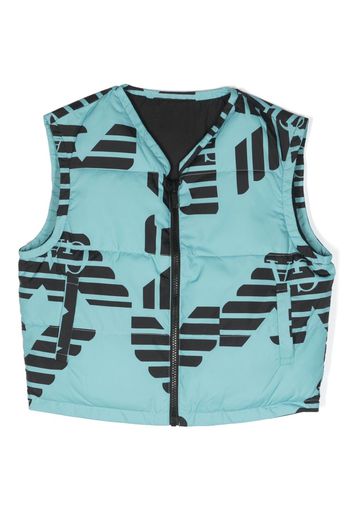 Emporio Armani Kids logo-print reversible gilet - Blau