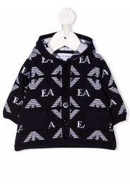 Emporio Armani Kids Kapuzenmantel mit Jacquard-Logo - Blau