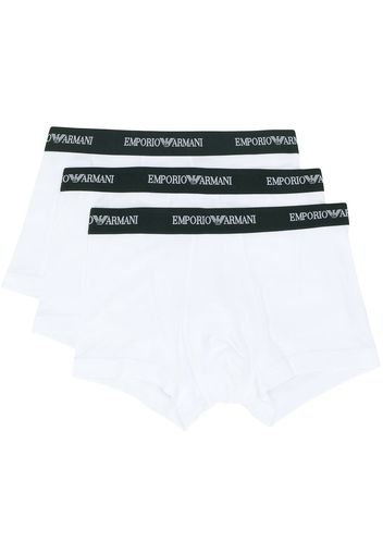 Emporio Armani Set von drei Boxershorts mit Logo-Bund - Weiß
