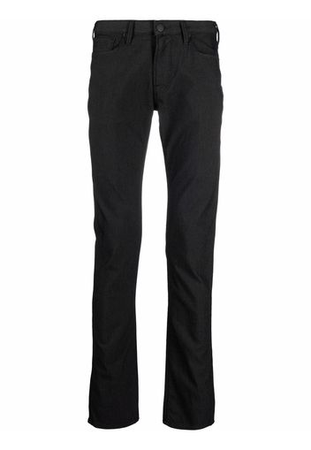 Emporio Armani Schmale Hose mit Logo-Schild - Schwarz